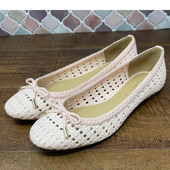 Talbots - Olympia Open Weave Faux Leather Flats - Bow - Light Pink - 6.5 - Picture 6 of 17